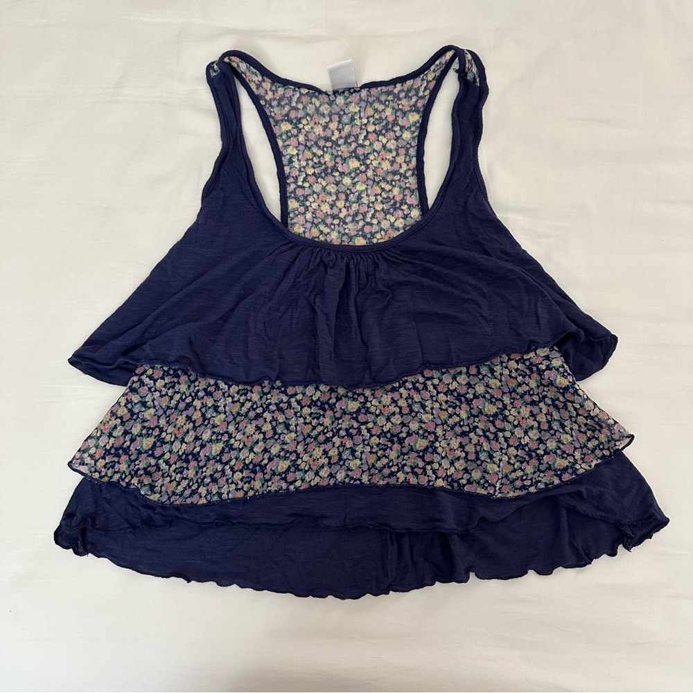Pacsun Blue Layered Floral Tank